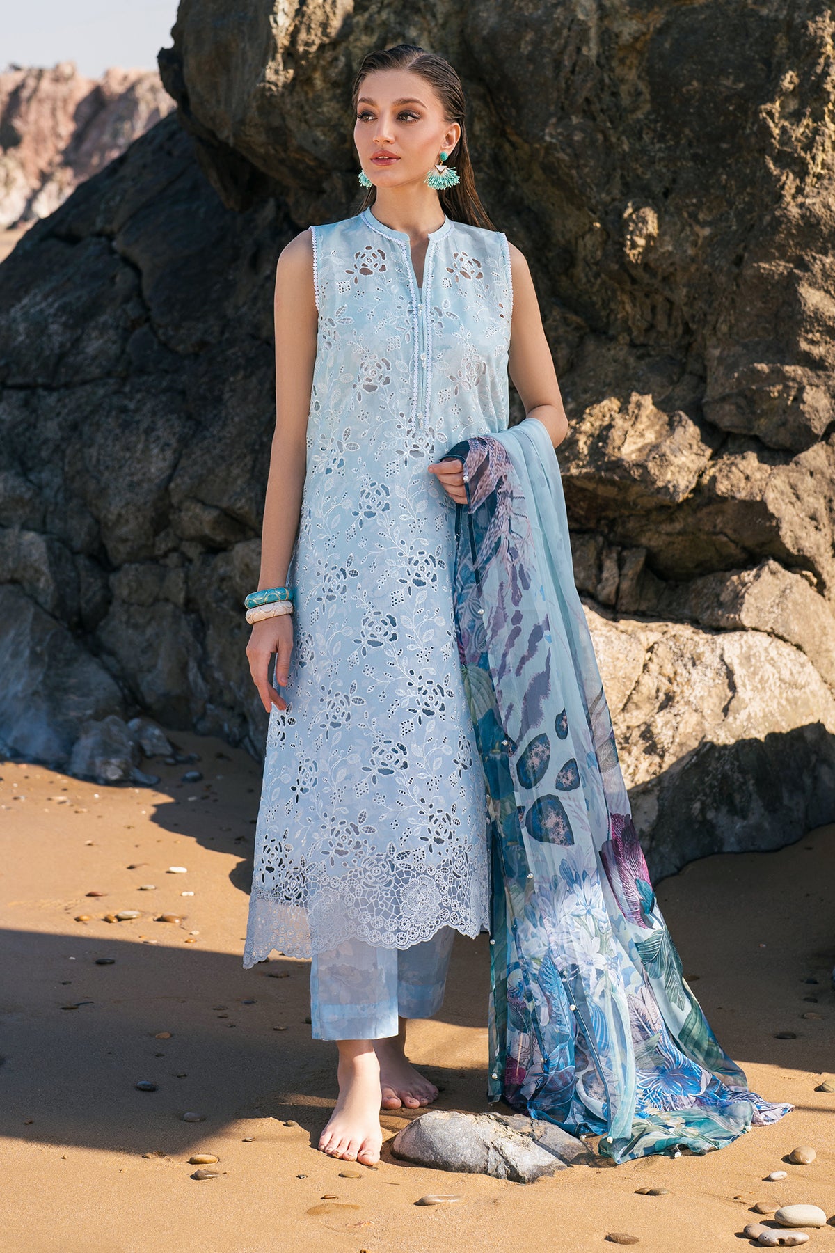 EMBROIDERED PRINTED LAWN SF-4109
