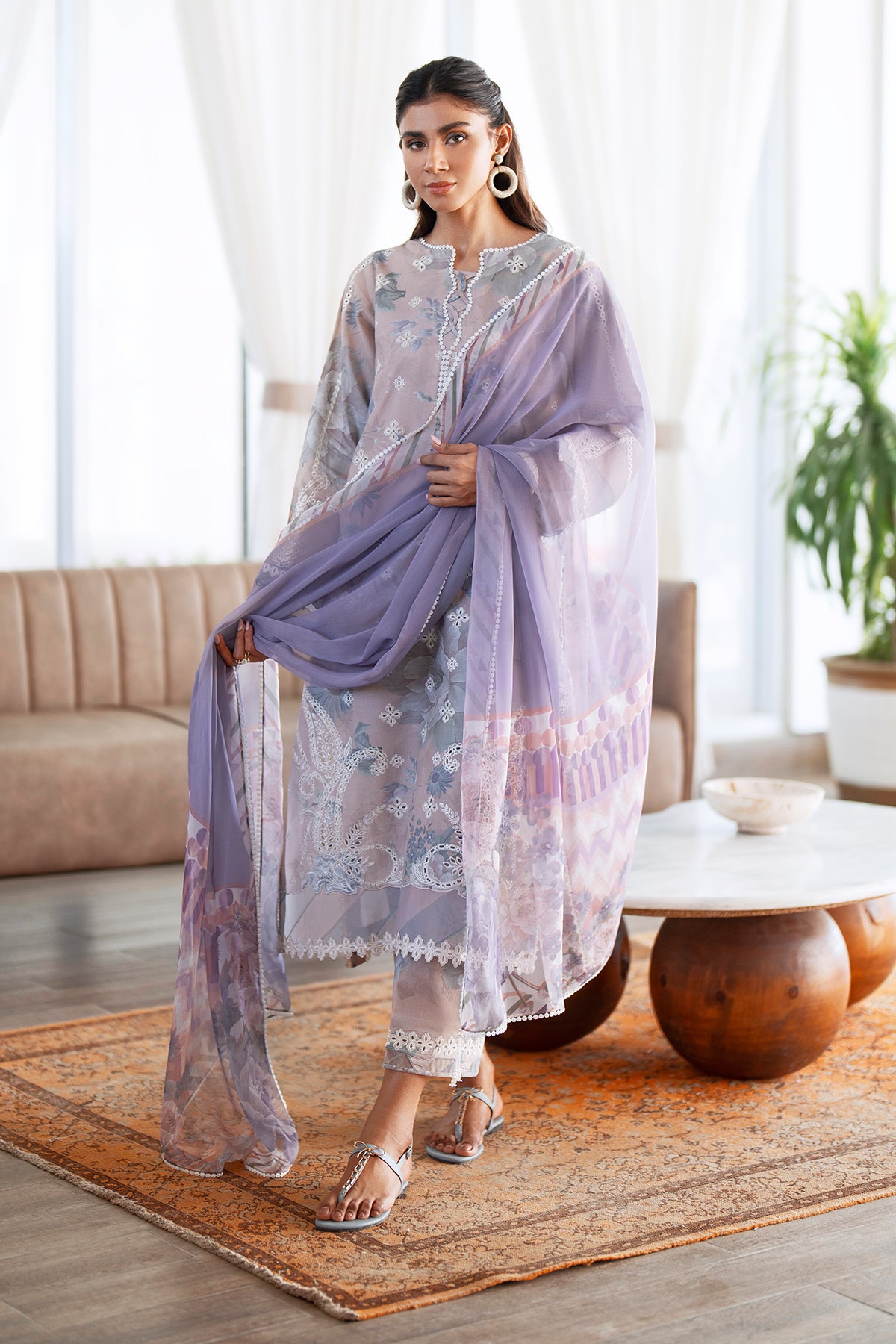 EMBROIDERED PRINTED LAWN UF-4079