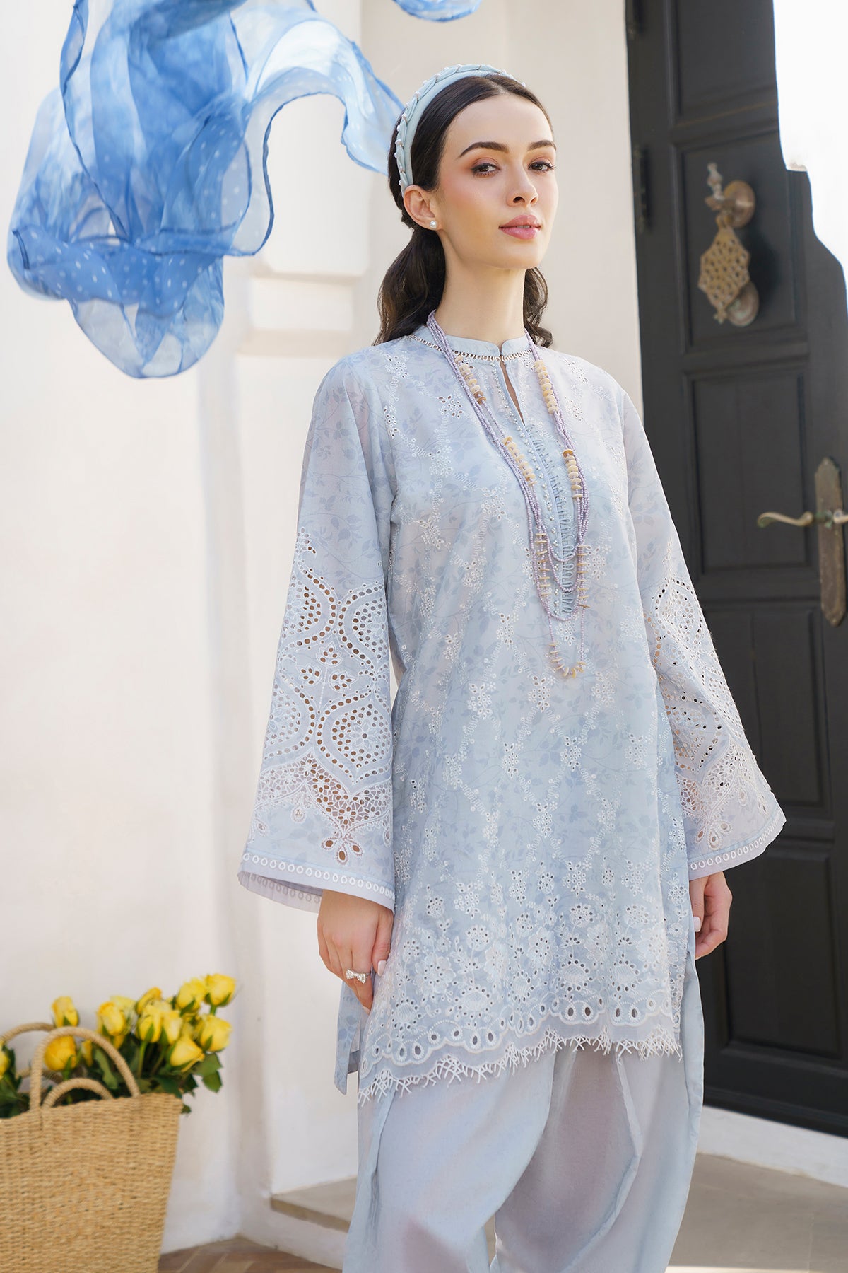 EMBROIDERED PRINTED LAWN UF-582