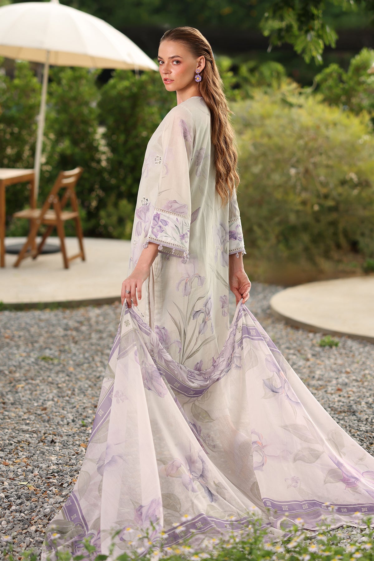 EMBROIDERED PRINTED LAWN UF-4240