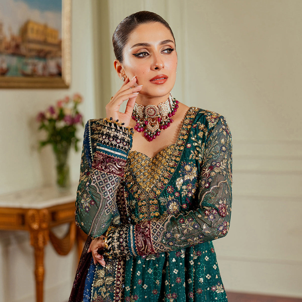 baroque embroidered dress Baroque EMBROIDERED CHIFFON CH13-03 Pakistani wedding bridal dresses mehndi  nikkah outfits