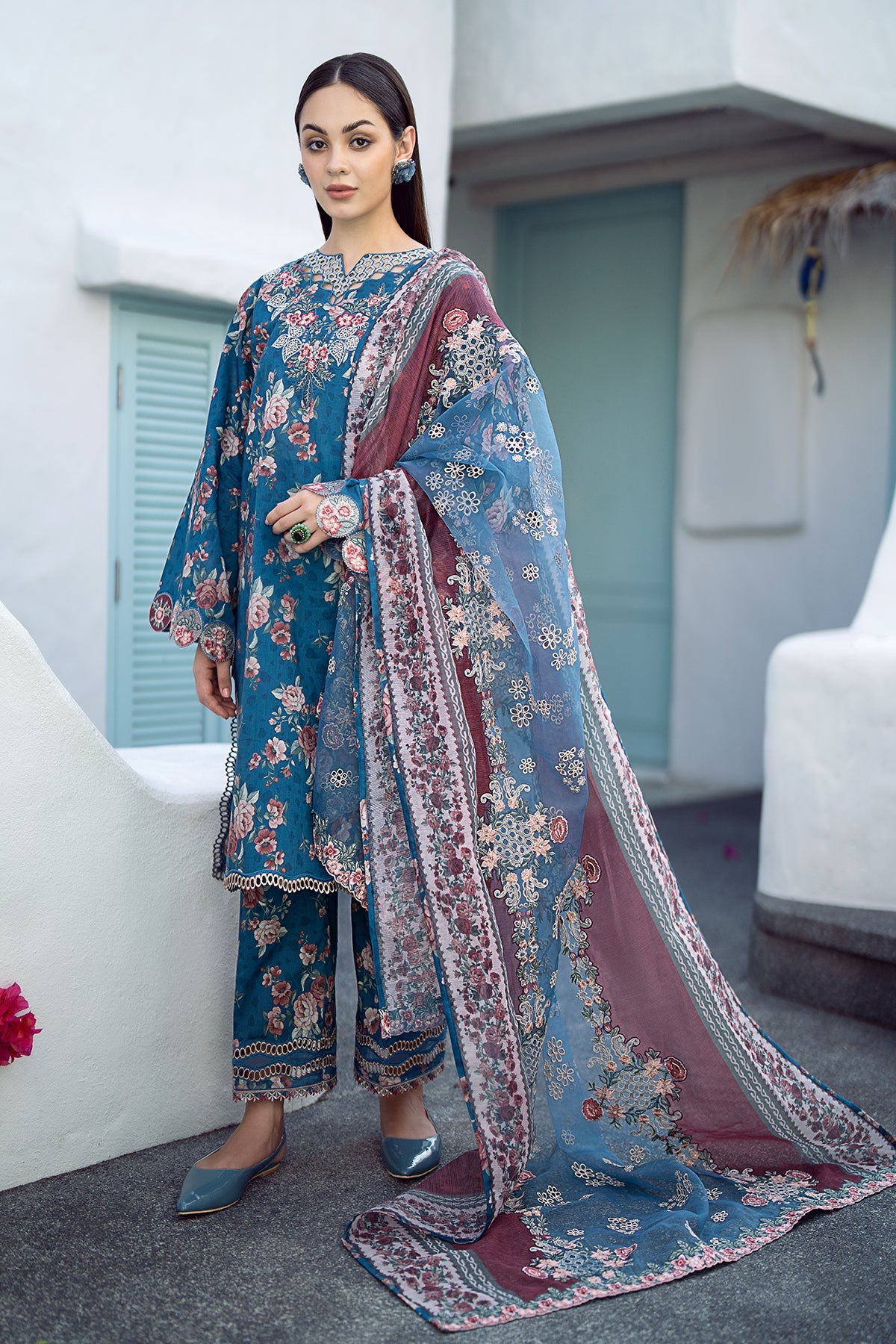 EMBROIDERED PRINTED LAWN SF-554