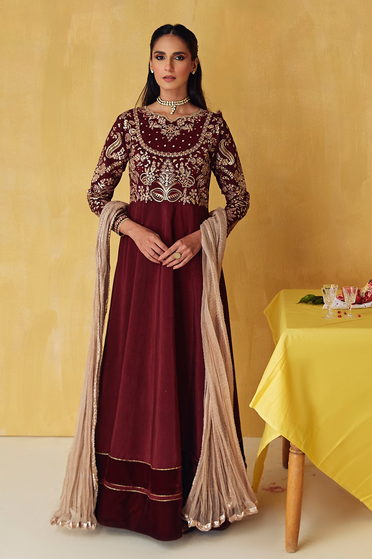 EMBROIDERED SILK FROCK PR-725