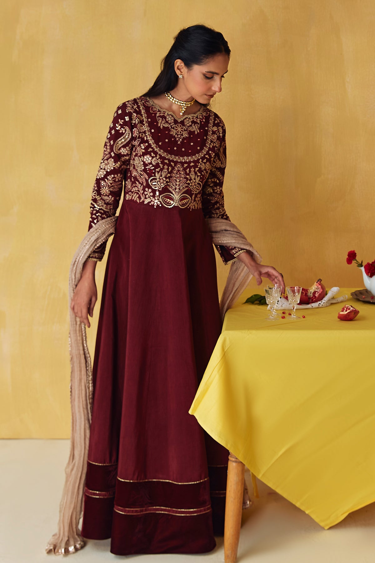 EMBROIDERED SILK FROCK PR-725
