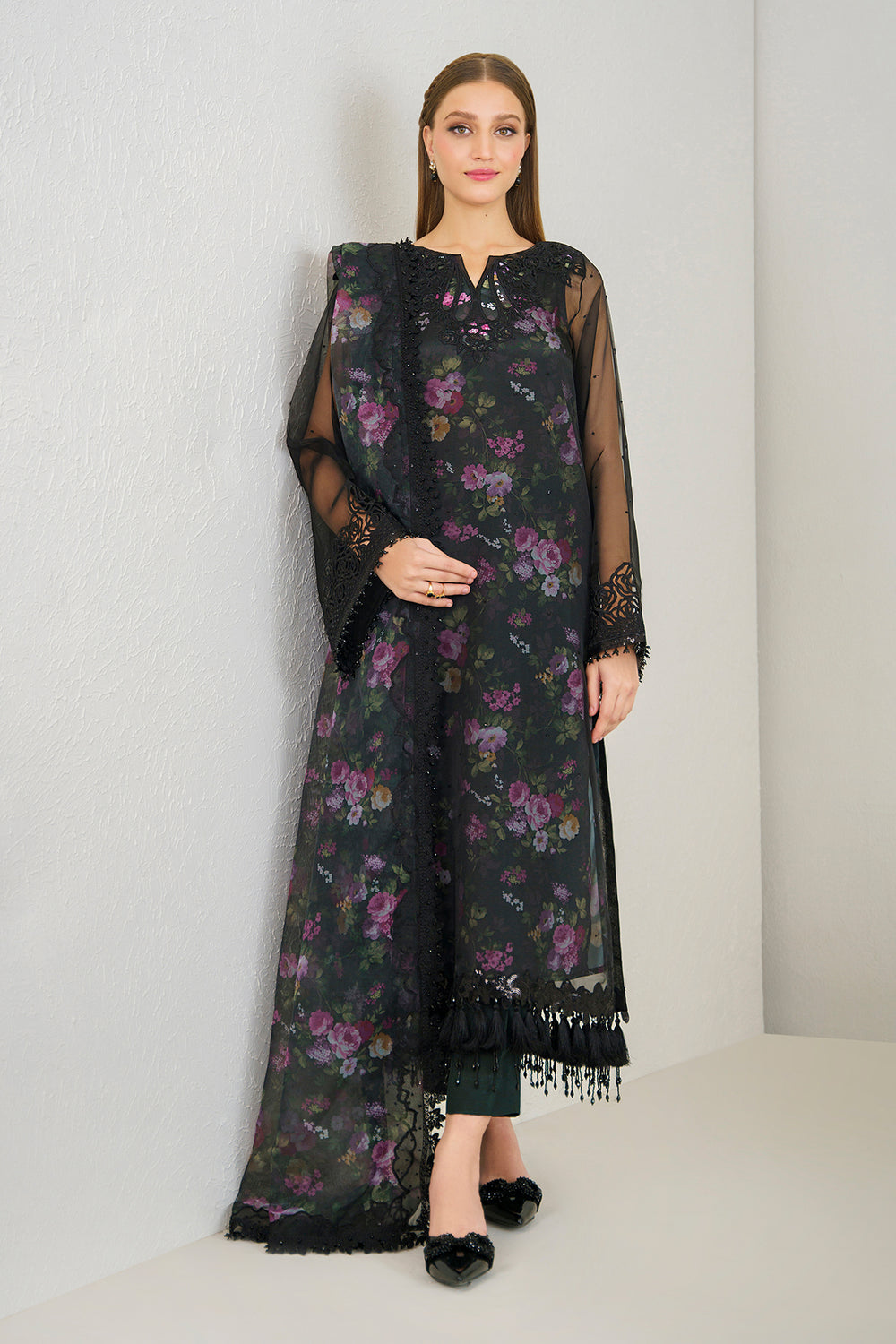 Kasa e Dil Unstitch Embroidered Leather Peach Collection - DESIGN-04