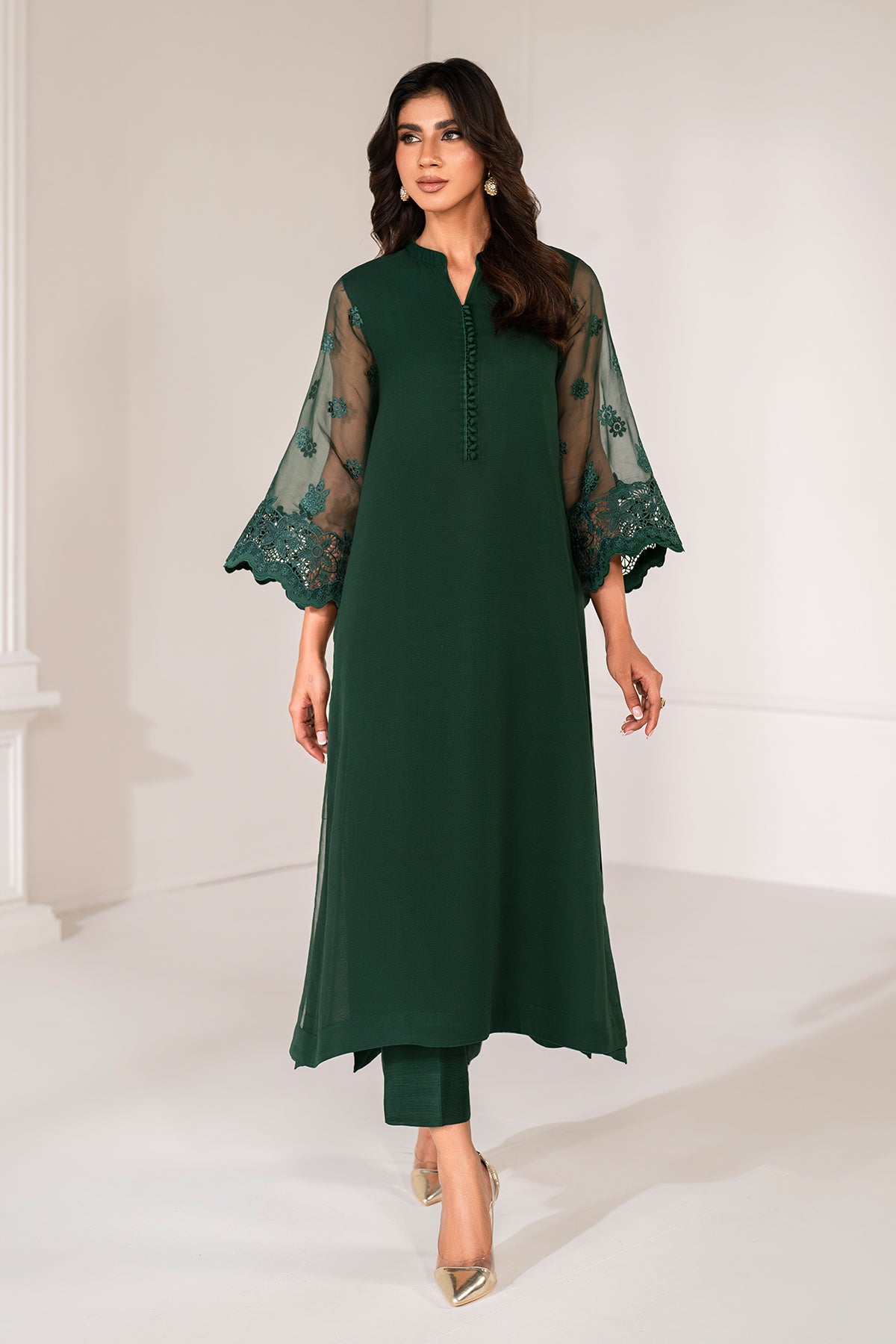 chiffon pk dress EMBROIDERED CHIFFON PR-558