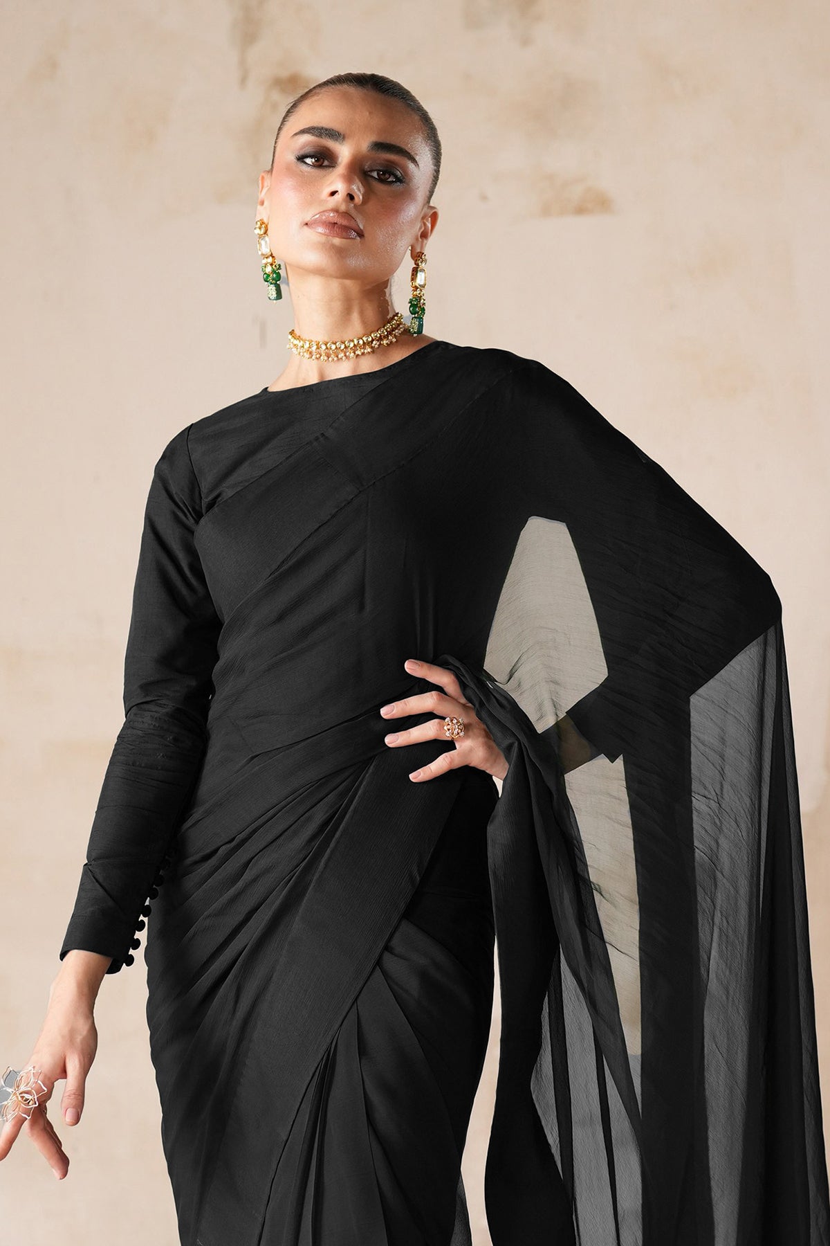 PLAIN CHIFFON SAREE EN-1219