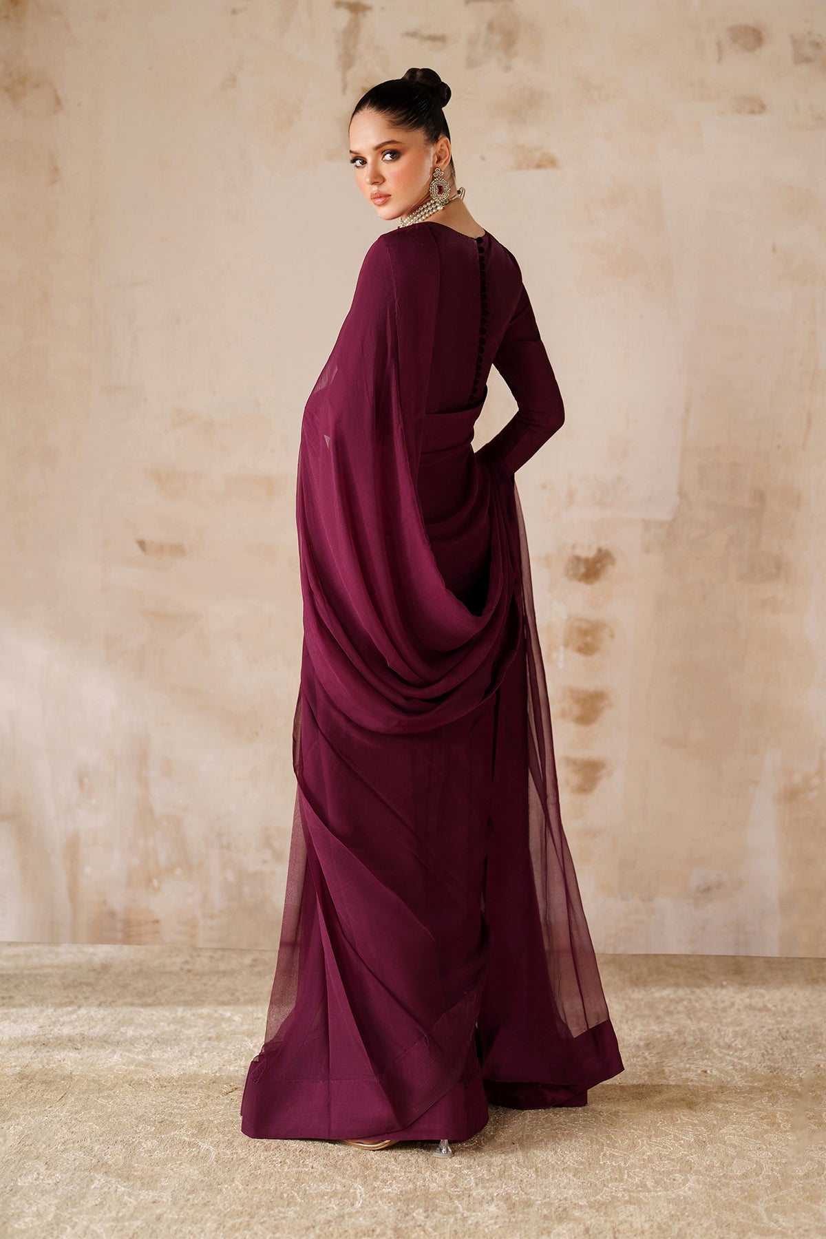 PLAIN CHIFFON SAREE EN-1221