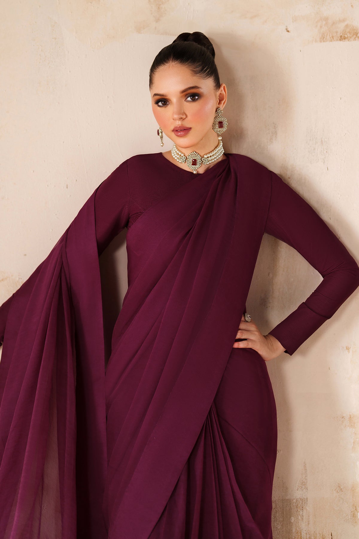 PLAIN CHIFFON SAREE EN-1221