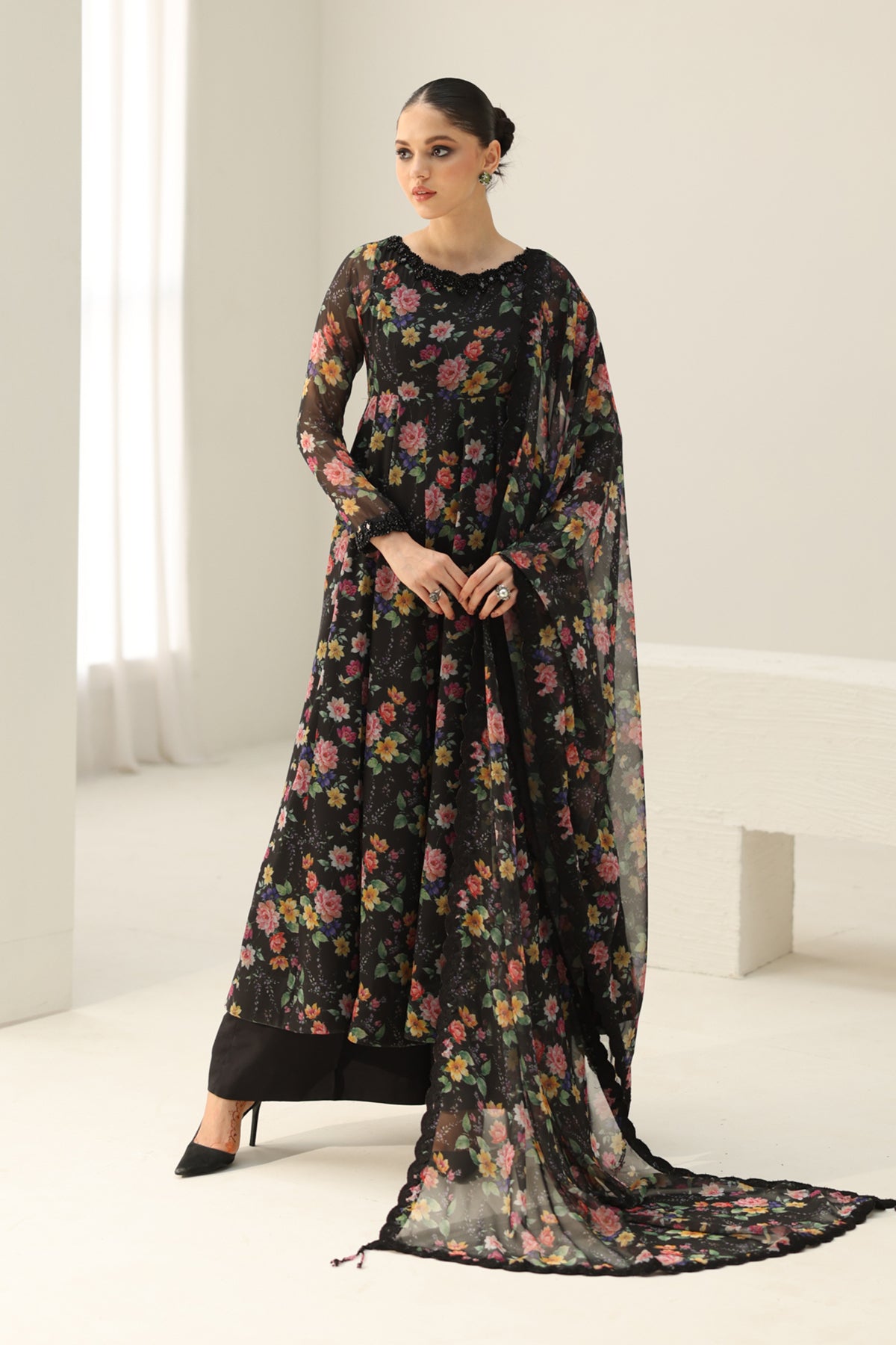 EMBROIDERED CHIFFON PR-1158