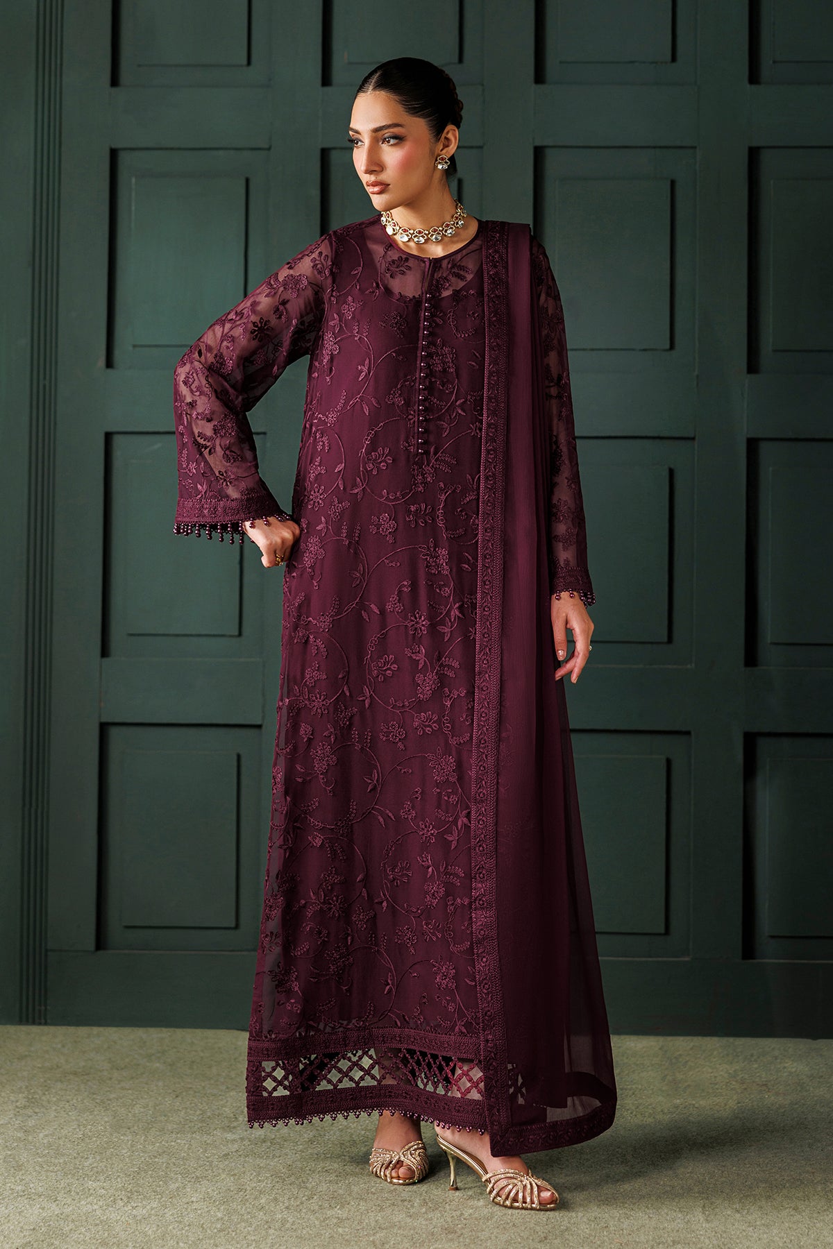 EMBROIDERED CHIFFON UF-4436