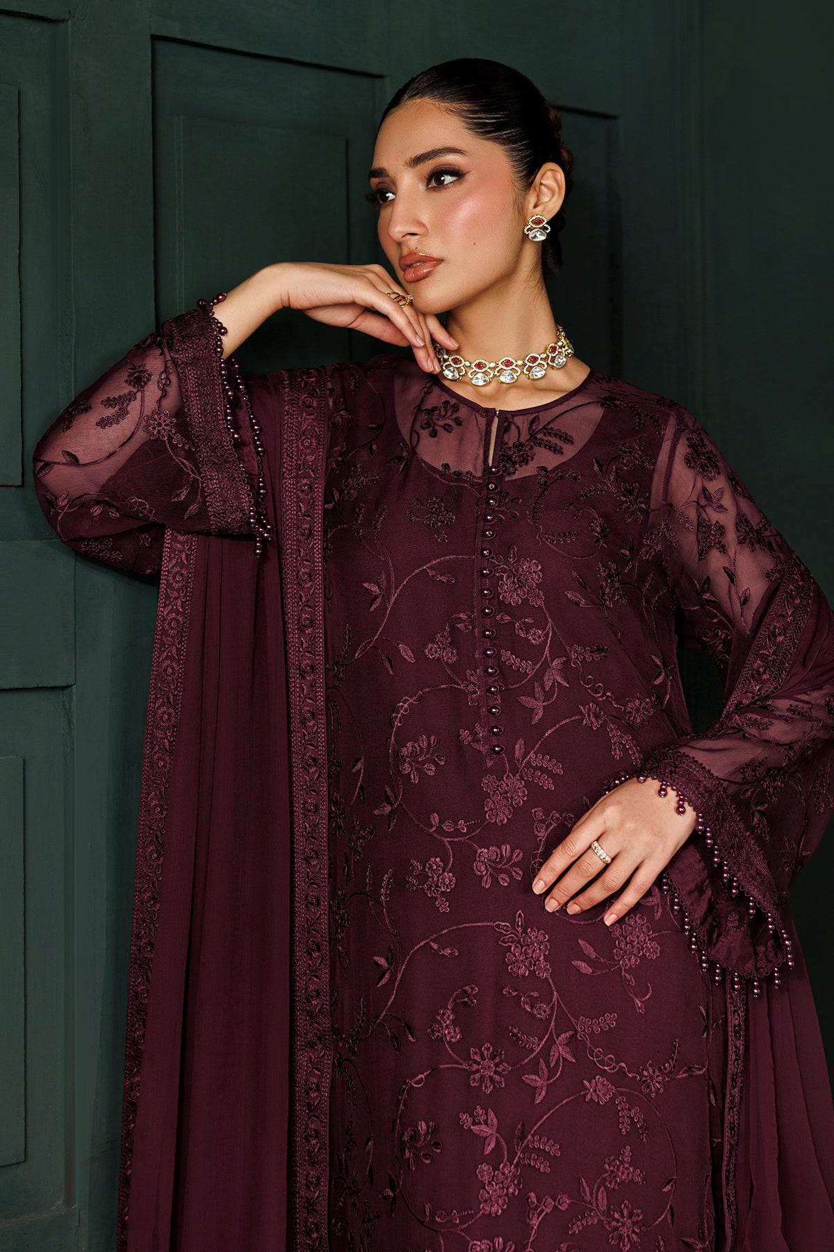 EMBROIDERED CHIFFON UF-4436