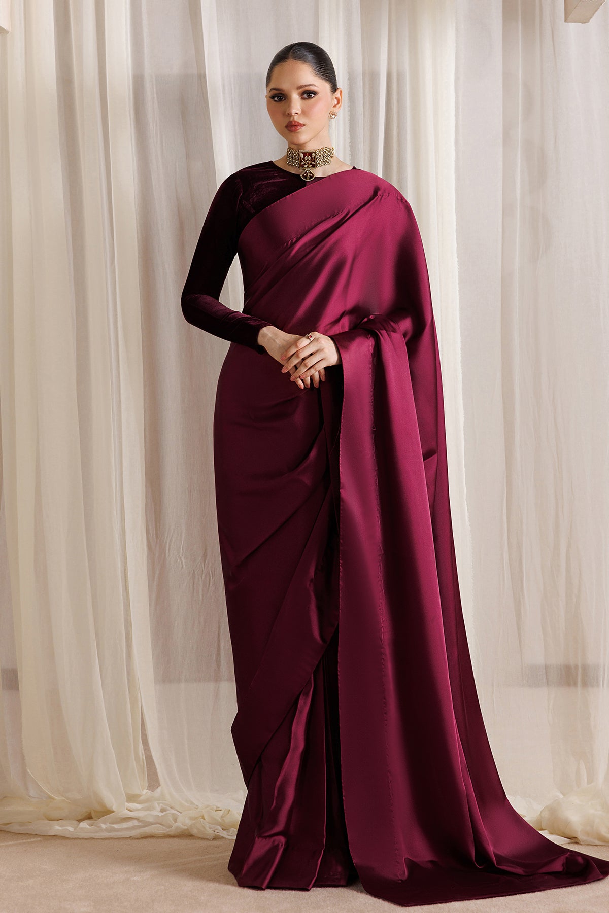 PLAIN SHAMOOZ SILK SAREE EN-1391