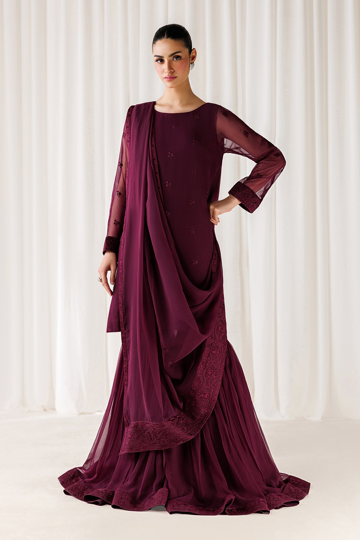 EMBROIDERED CHIFFON EN-1312