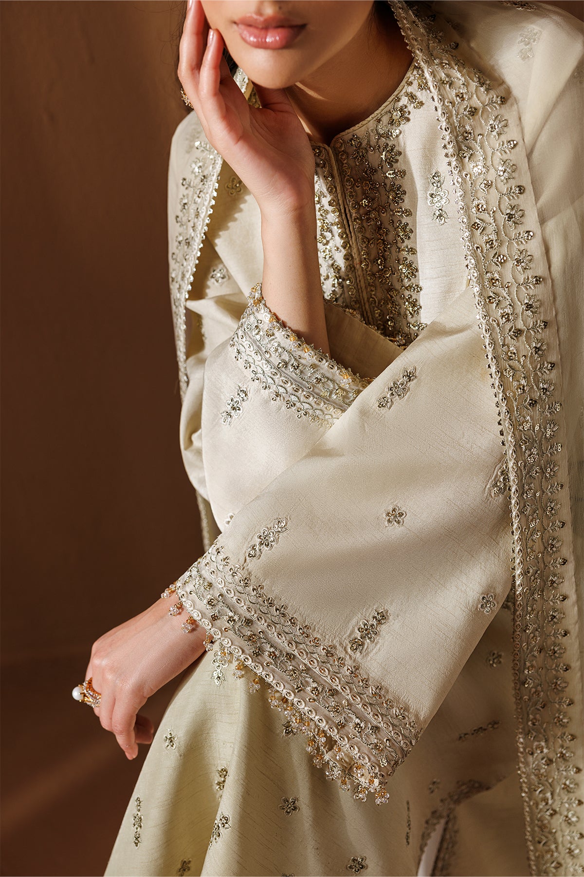 EMBROIDERED RAW SILK UF-4434