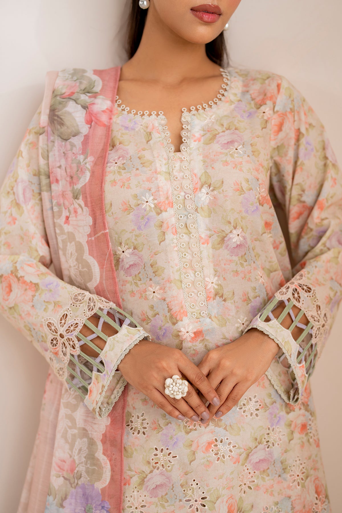 EMBROIDERED PRINTED LAWN UF-718