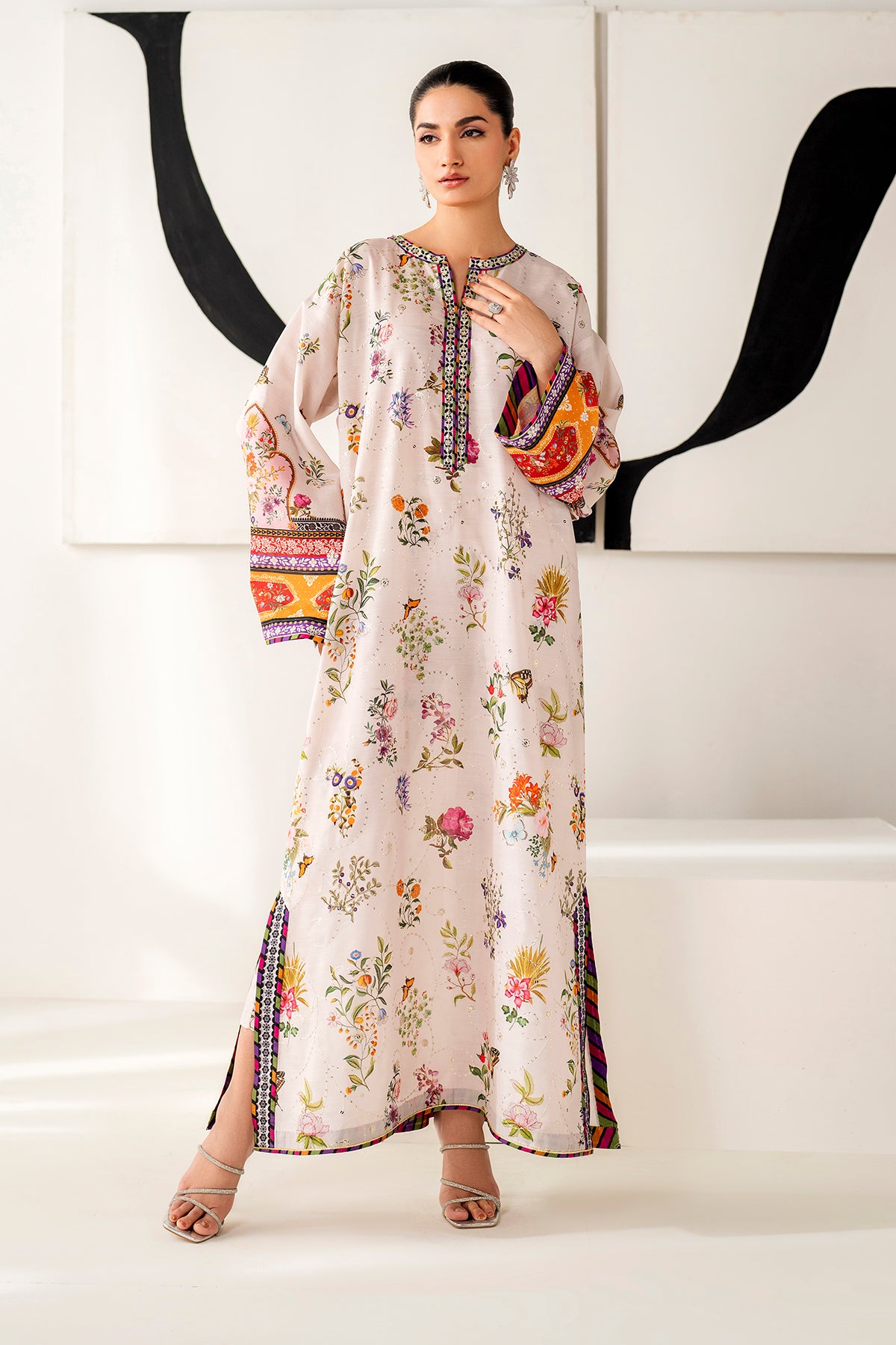 EMBROIDERED RAW SILK PR-1163