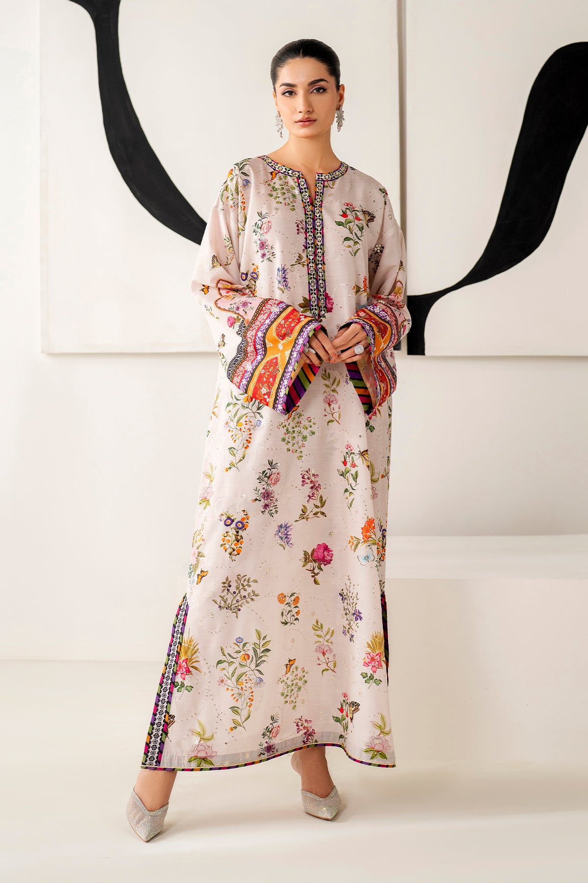 EMBROIDERED RAW SILK PR-1163