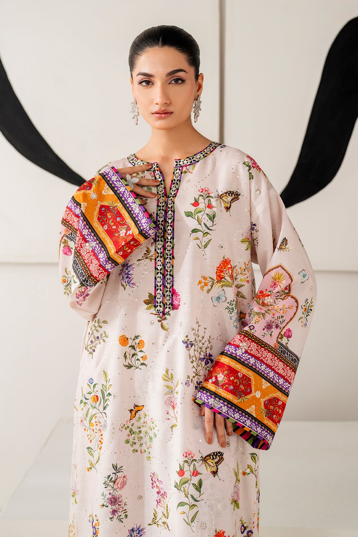EMBROIDERED RAW SILK PR-1163