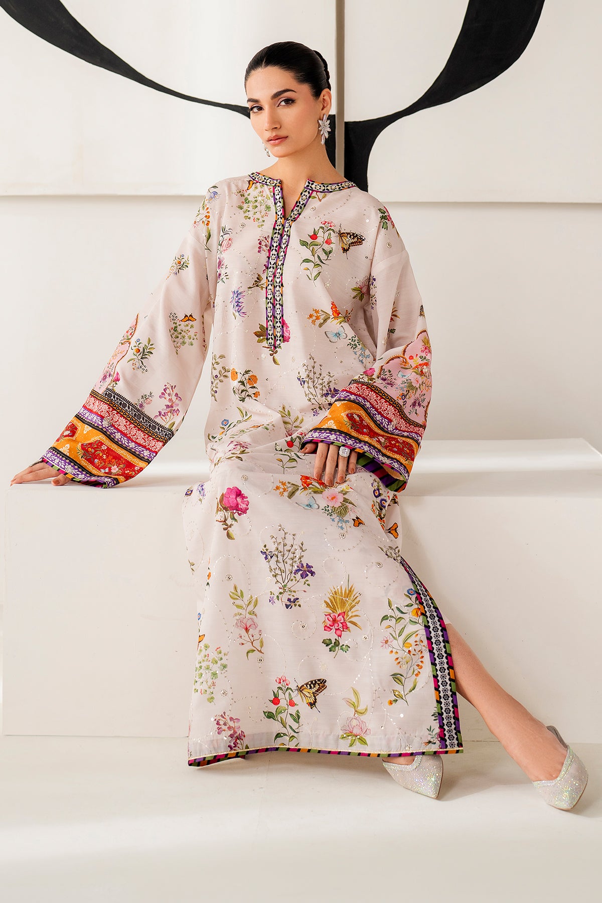 EMBROIDERED RAW SILK PR-1163