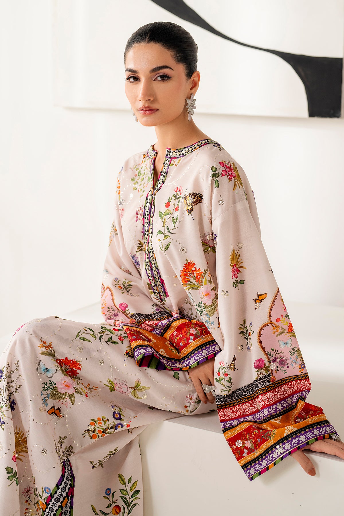 EMBROIDERED RAW SILK PR-1163