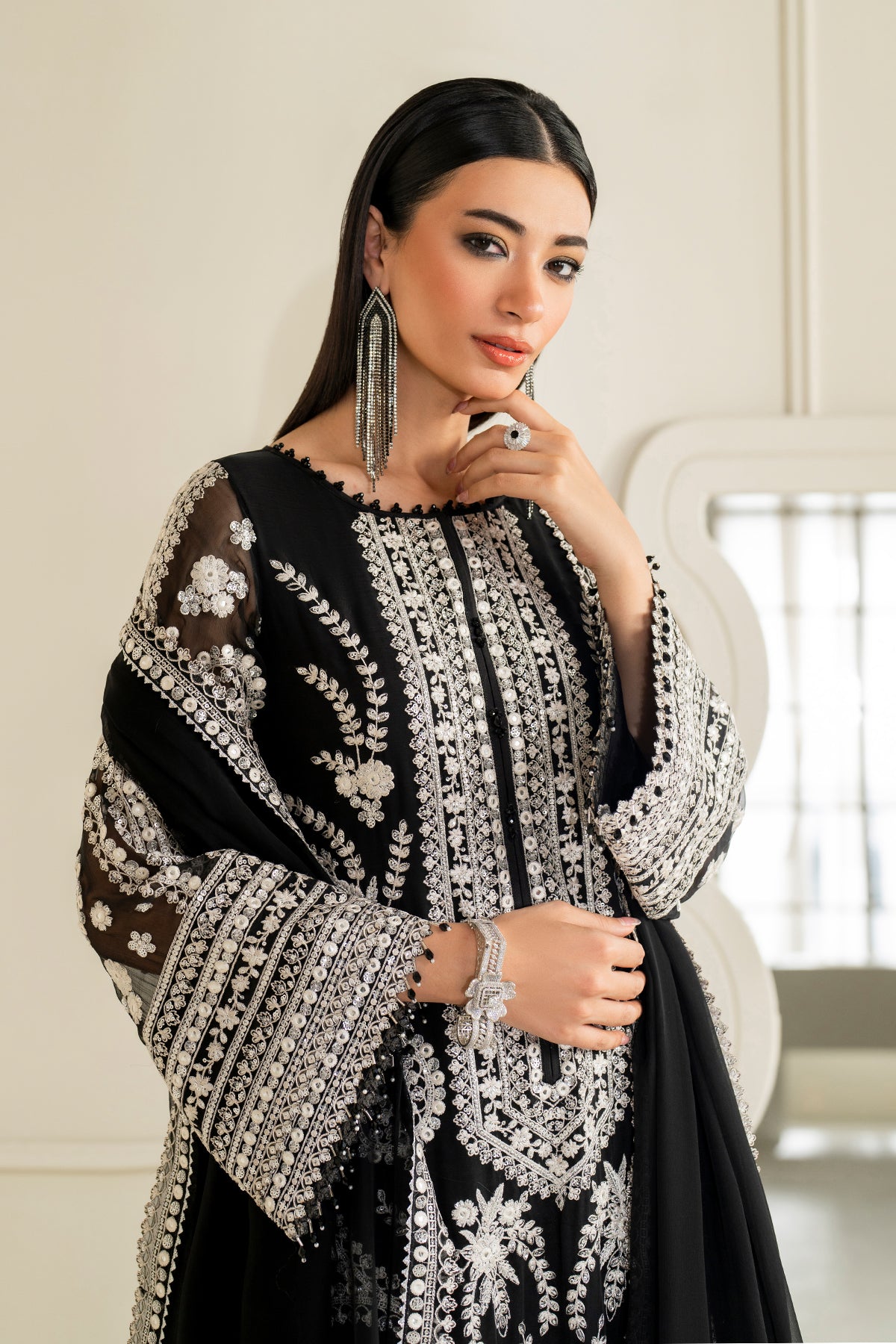 EMBROIDERED CHIFFON UF-4158