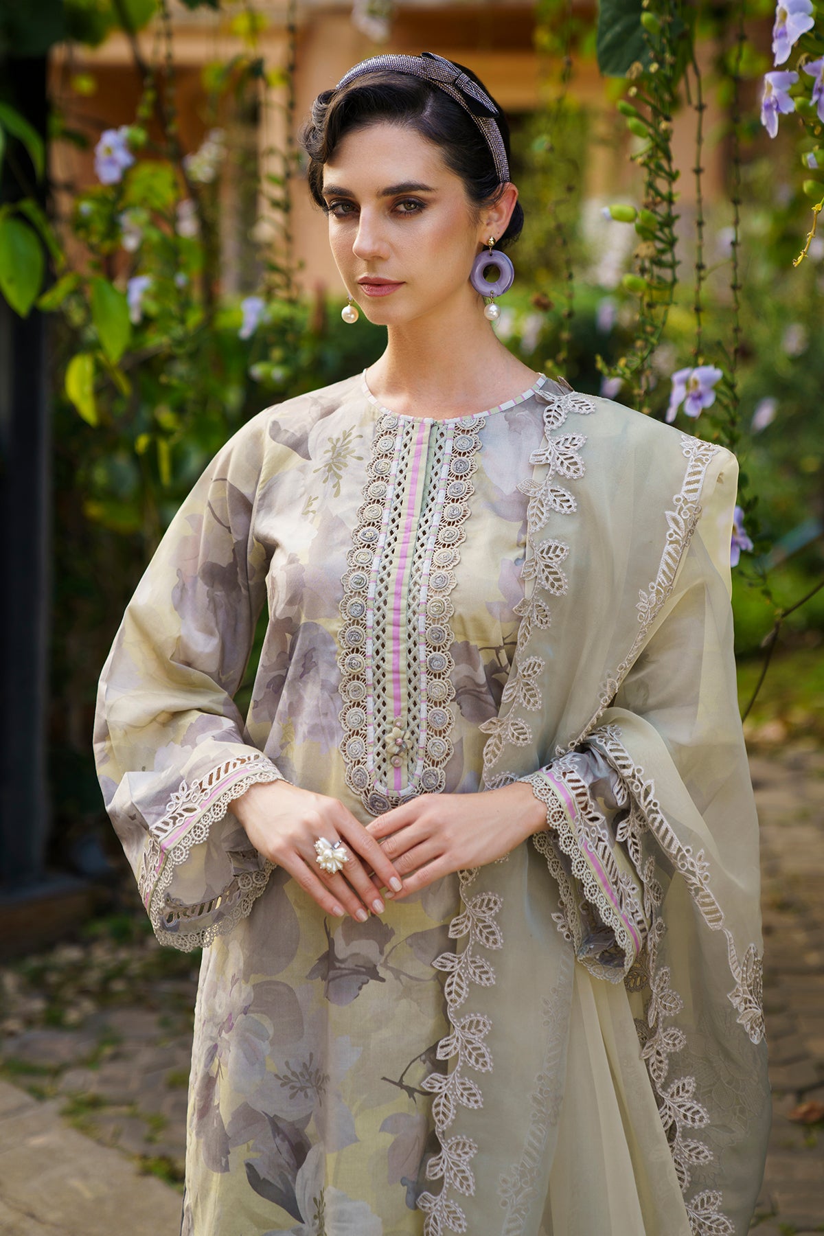 EMBROIDERED PRINTED LAWN UF-587