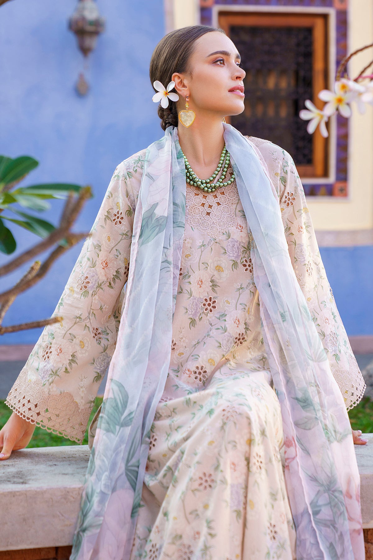 EMBROIDERED PRINTED LAWN UF-591