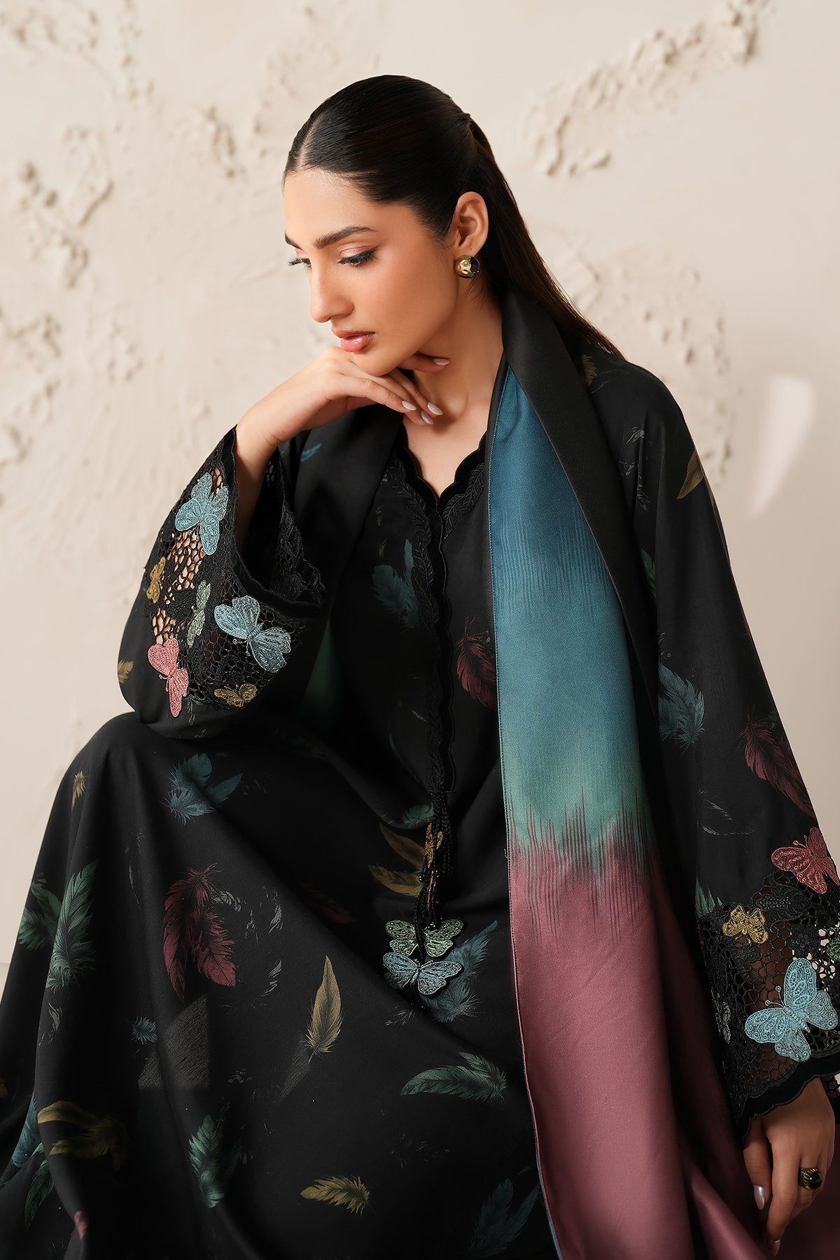 EMBROIDERED VISCOSE SILK UF-4308