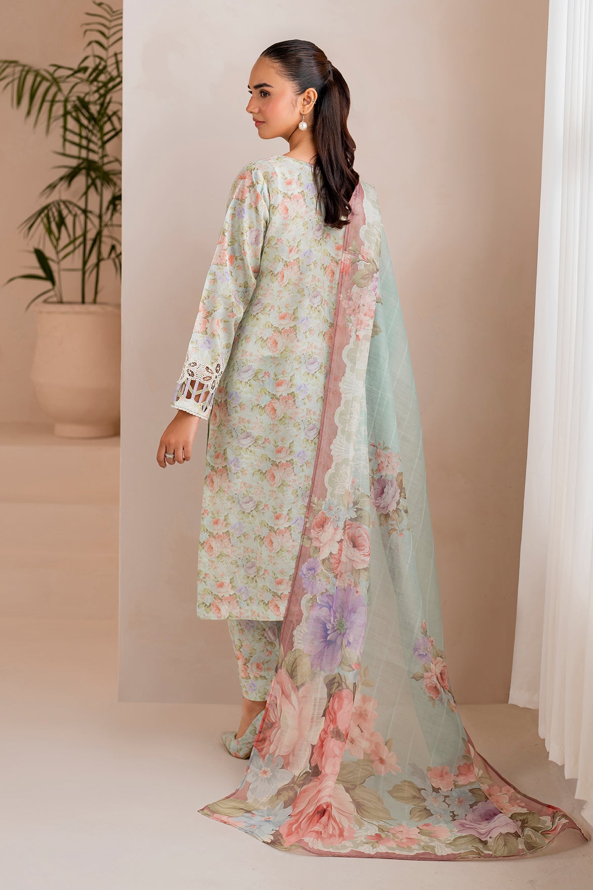 EMBROIDERED PRINTED LAWN UF-717