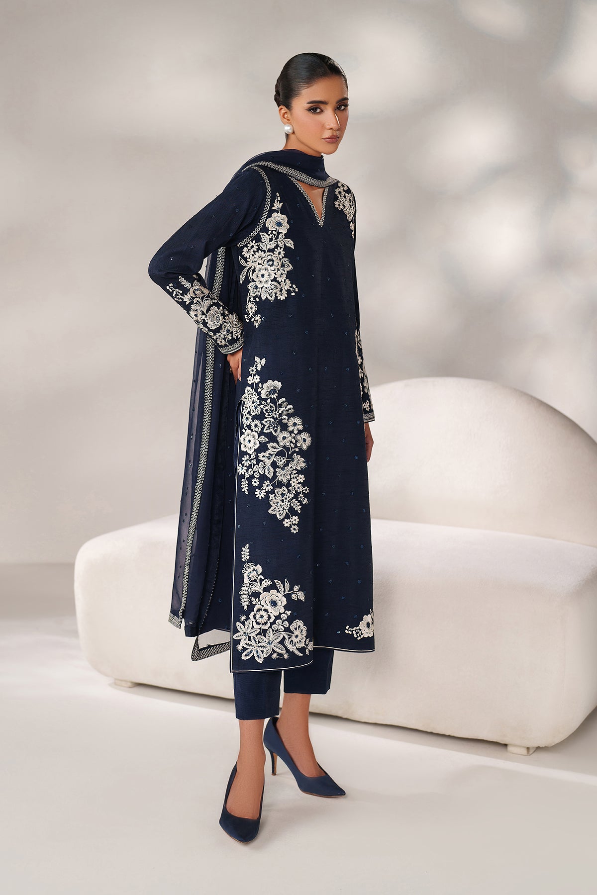 EMBROIDERED RAW SILK PR-1249