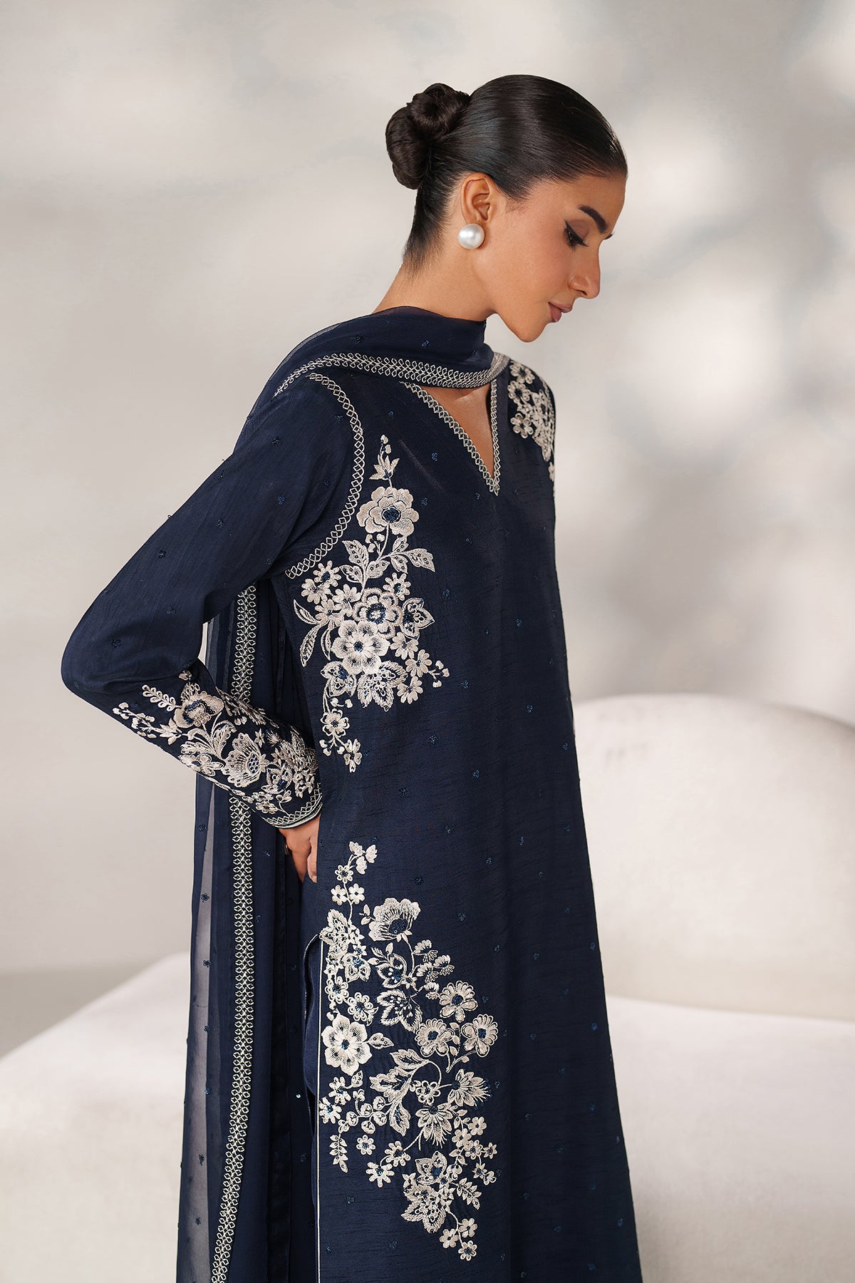 EMBROIDERED RAW SILK PR-1249