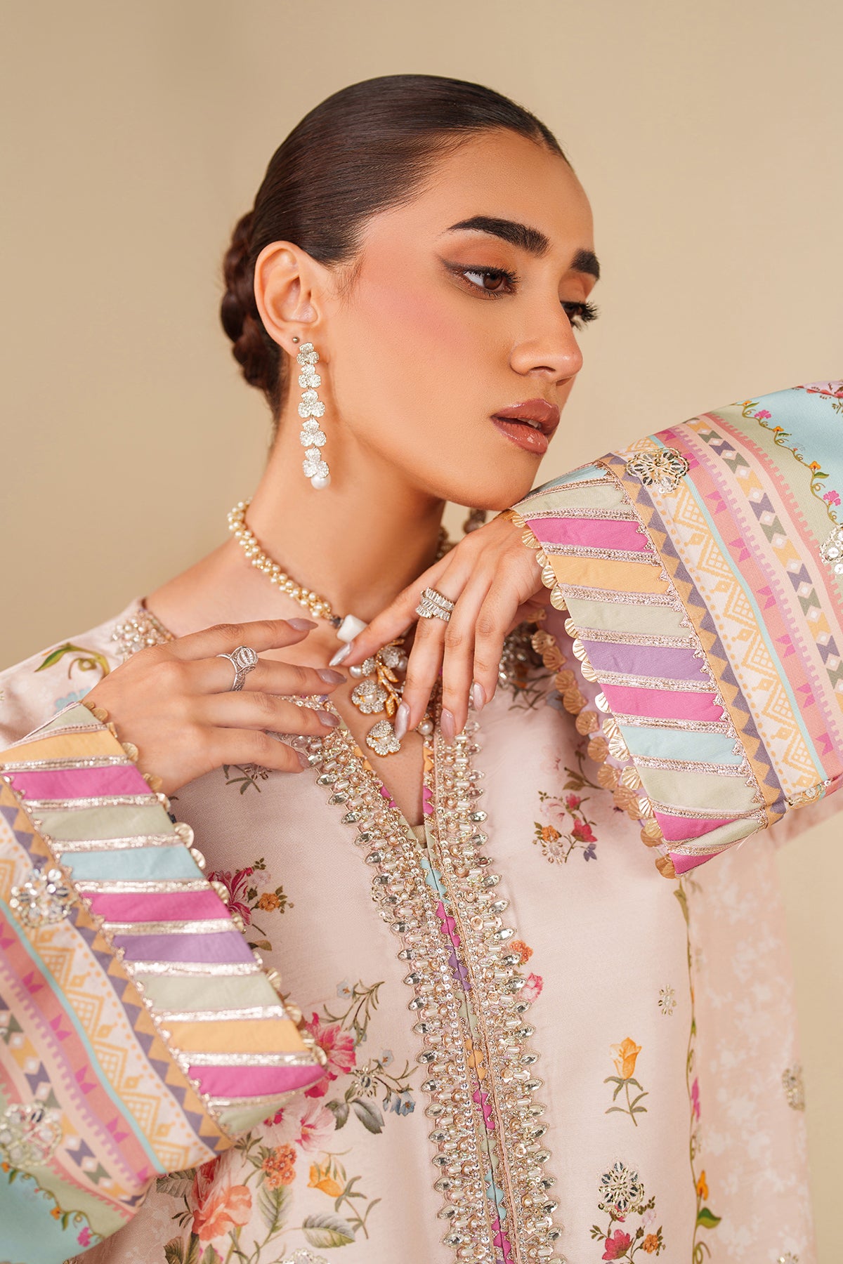EMBROIDERED RAW SILK PR-1181