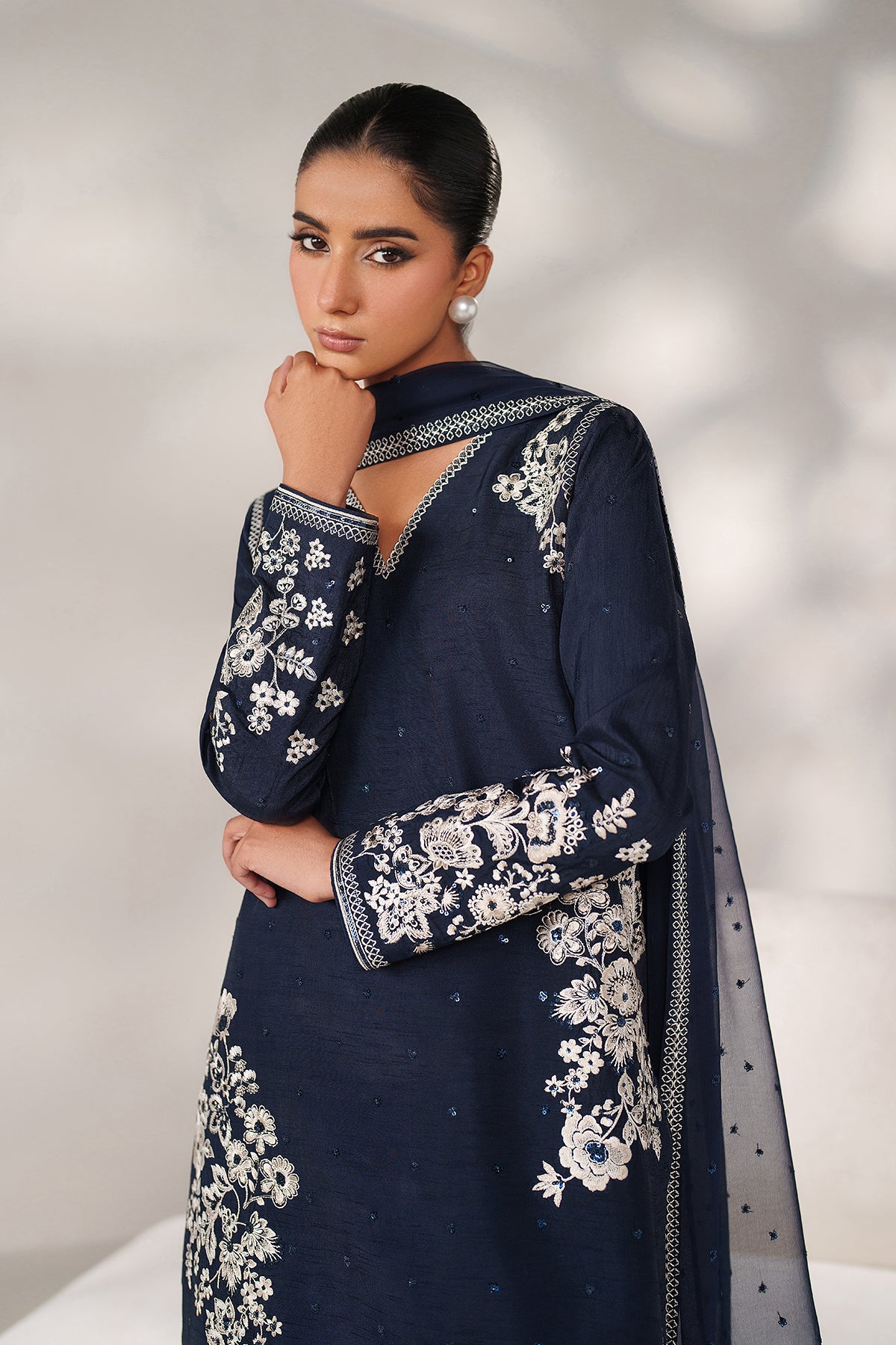 EMBROIDERED RAW SILK PR-1249