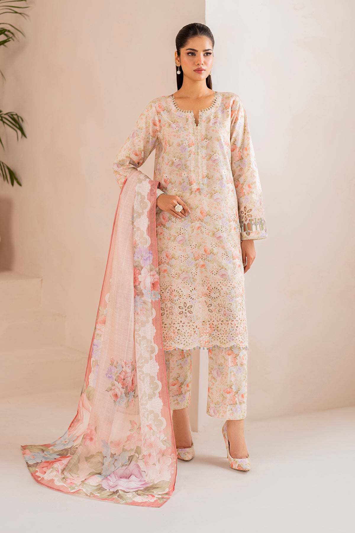 EMBROIDERED PRINTED LAWN UF-718