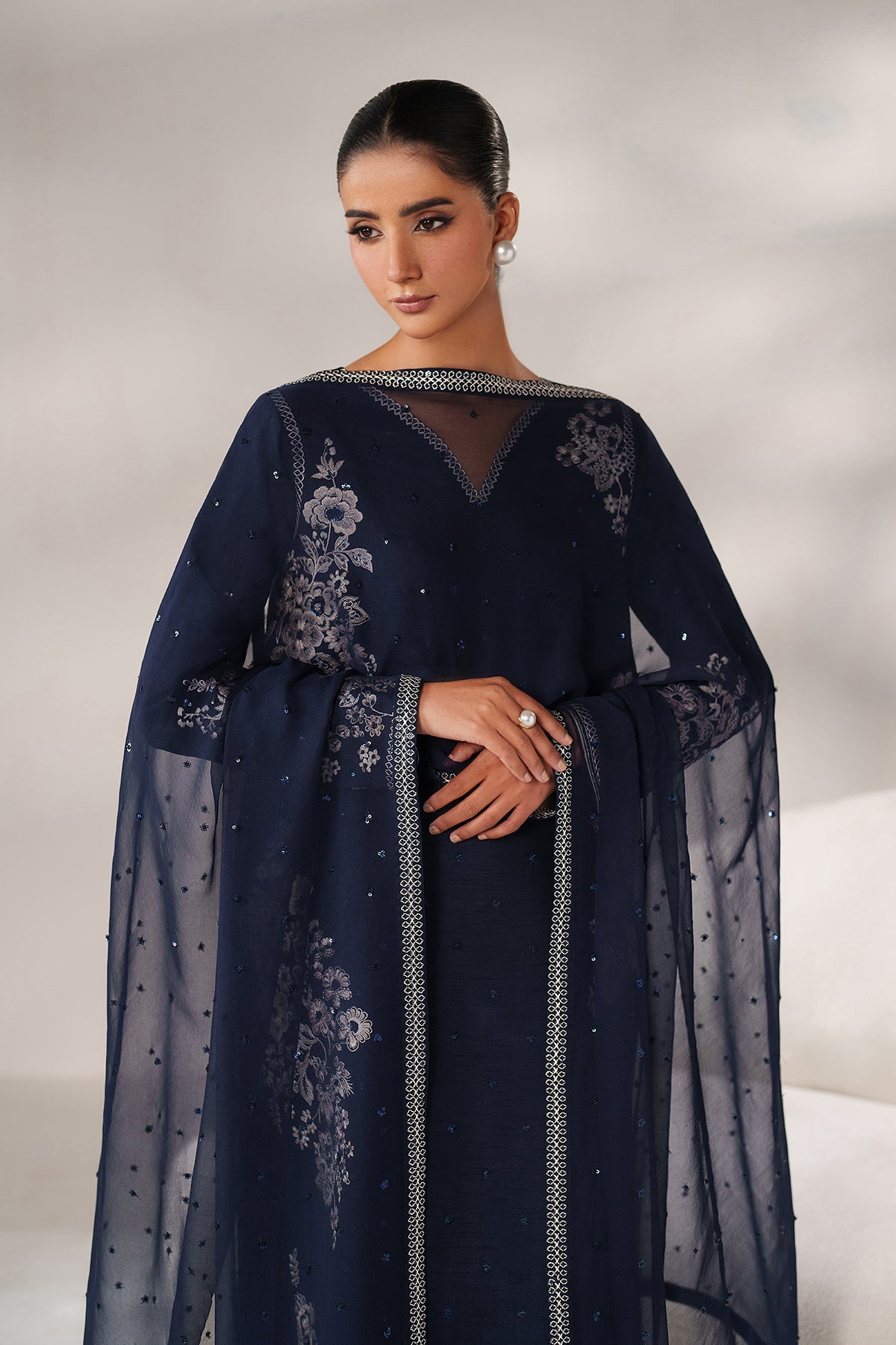 EMBROIDERED RAW SILK PR-1249