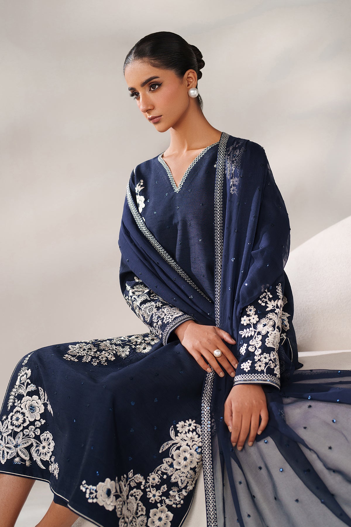 EMBROIDERED RAW SILK PR-1249
