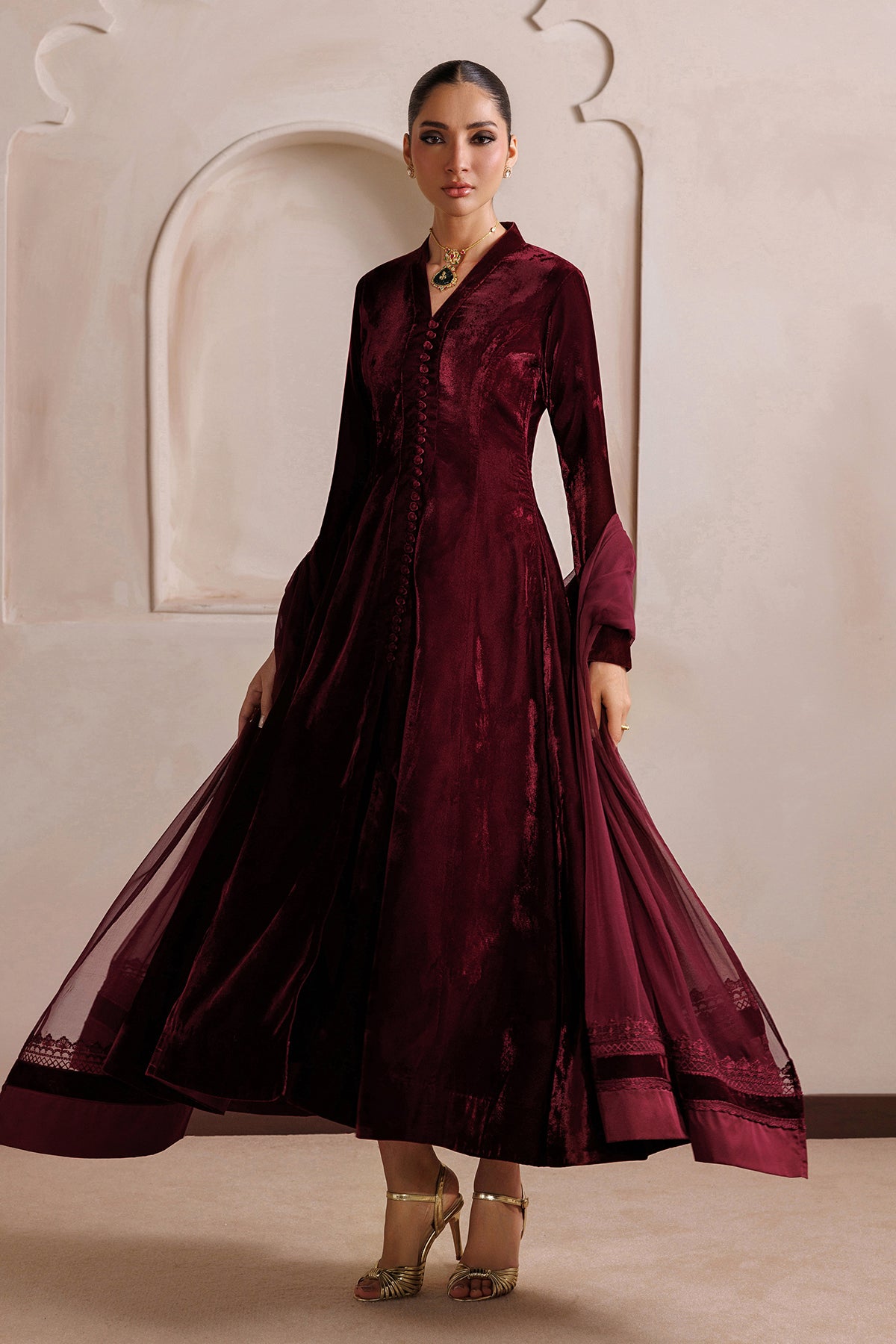 PLAN VELVET FROCK EN-1388