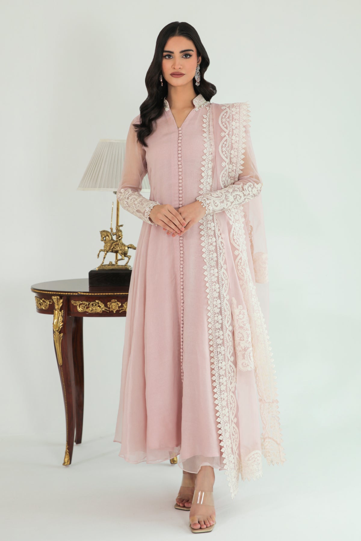 EMBROIDERED CHIFFON FROCK PR-685